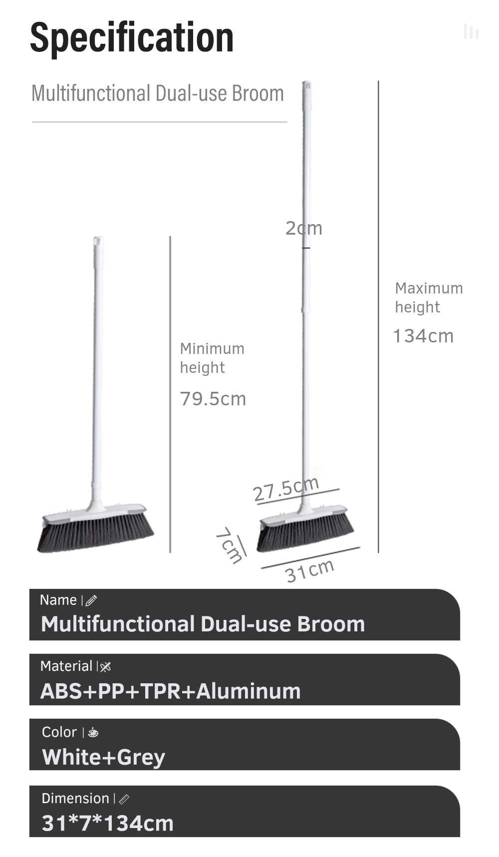 Multifunctional Dual-use Broom 2-in-1 Bathroom Sweeper-9